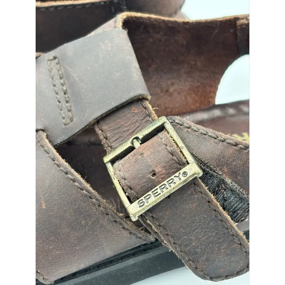 Sperry Men’s 10 Brown Leather Fisherman Sandals Adjustable Closed Toe  Casual